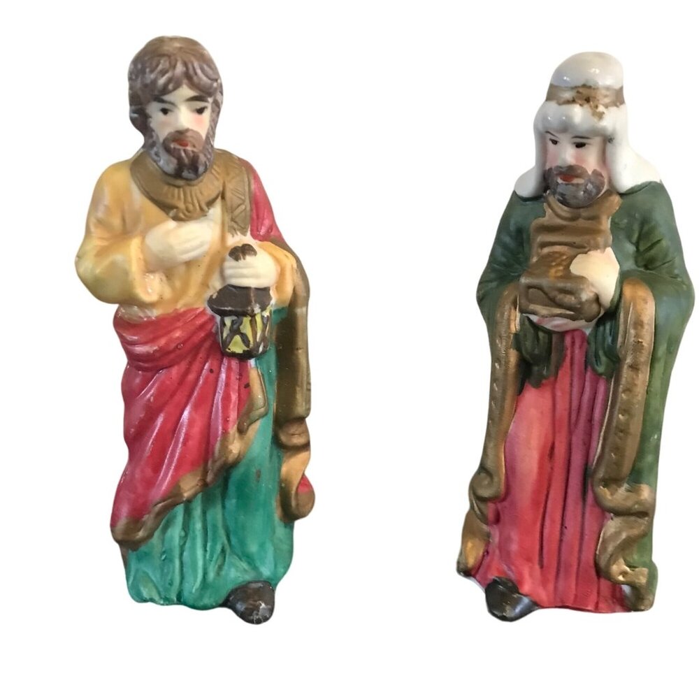 Vintage Hand-Painted Ceramic Nativity Figurines Replacements